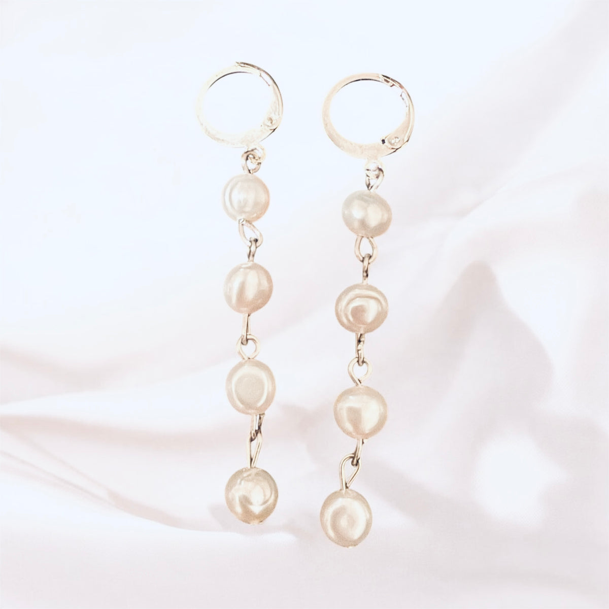Delmar Pearl Earrings in Silver