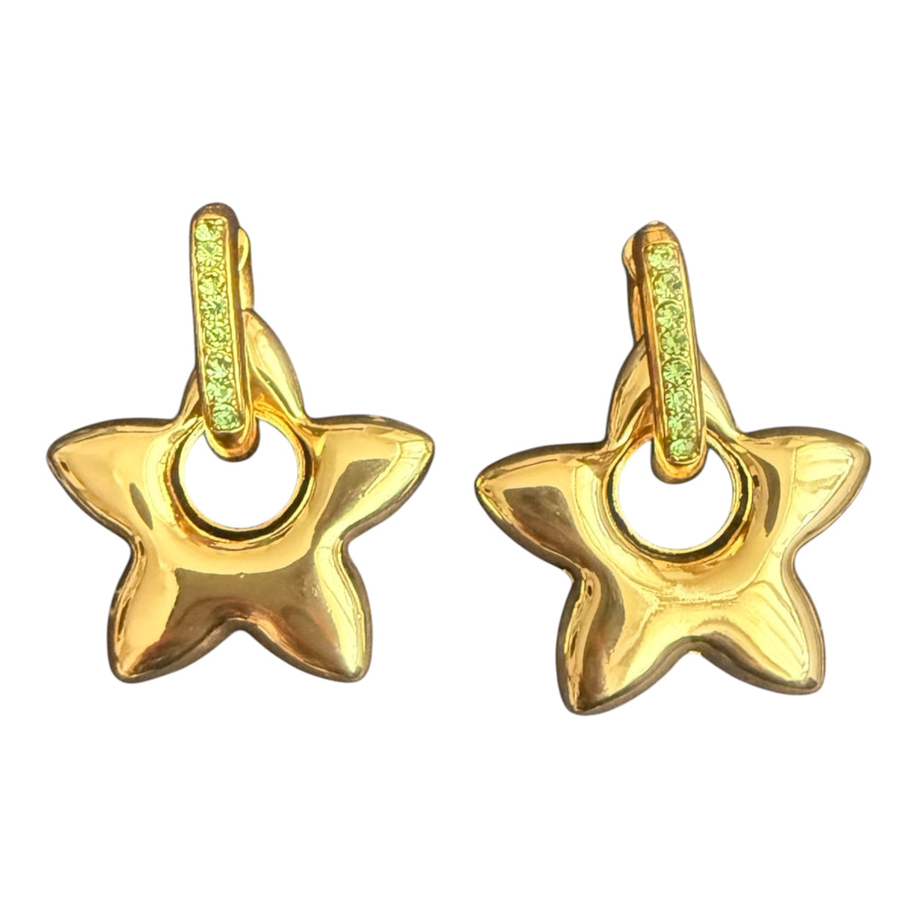 Green Crystal Blossom Earrings