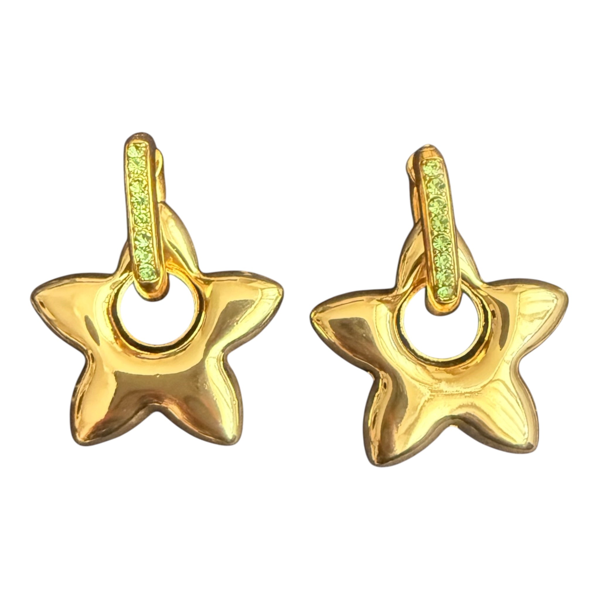 Green Crystal Blossom Earrings