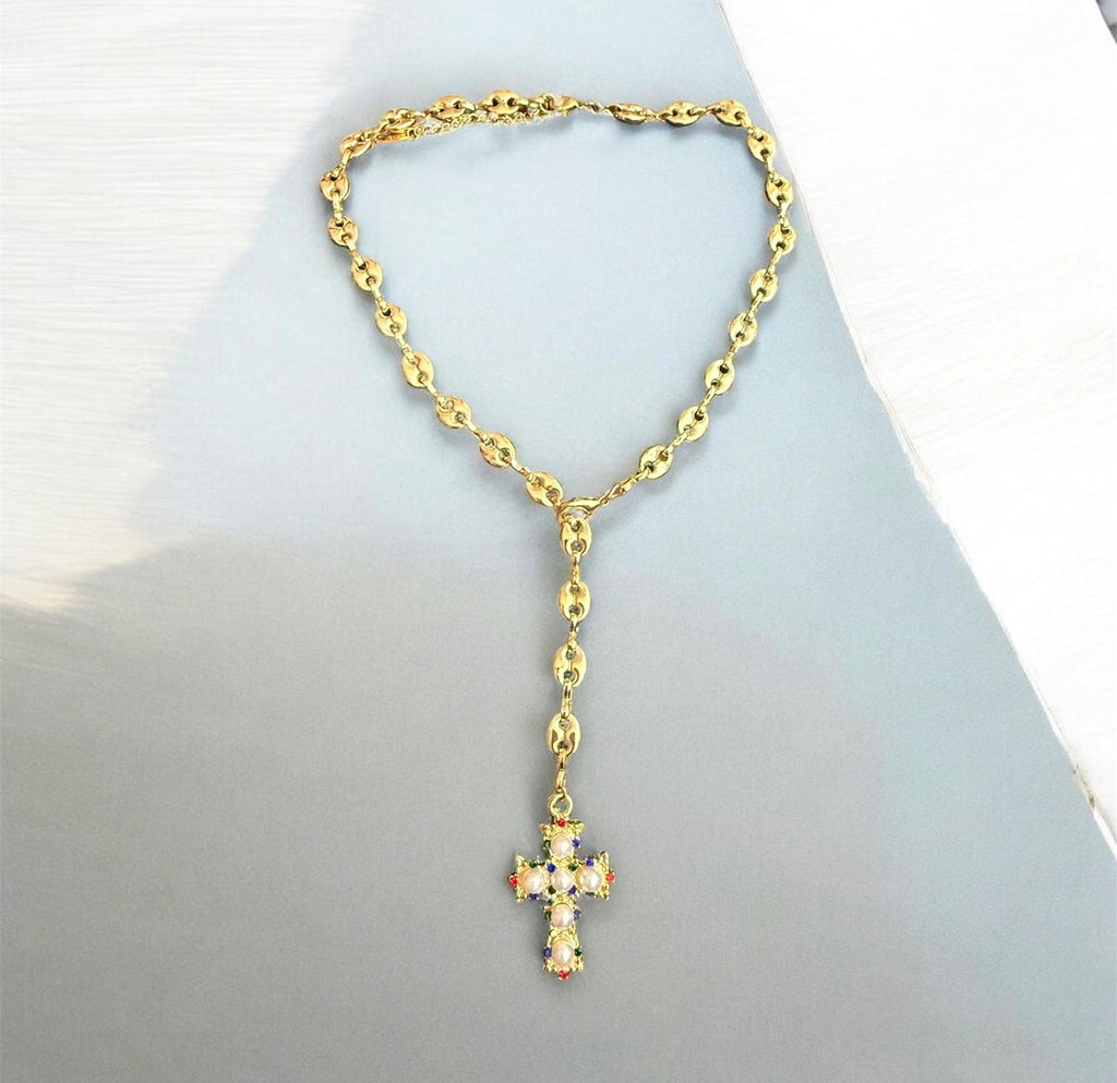Margarita Lariat Cross Necklace
