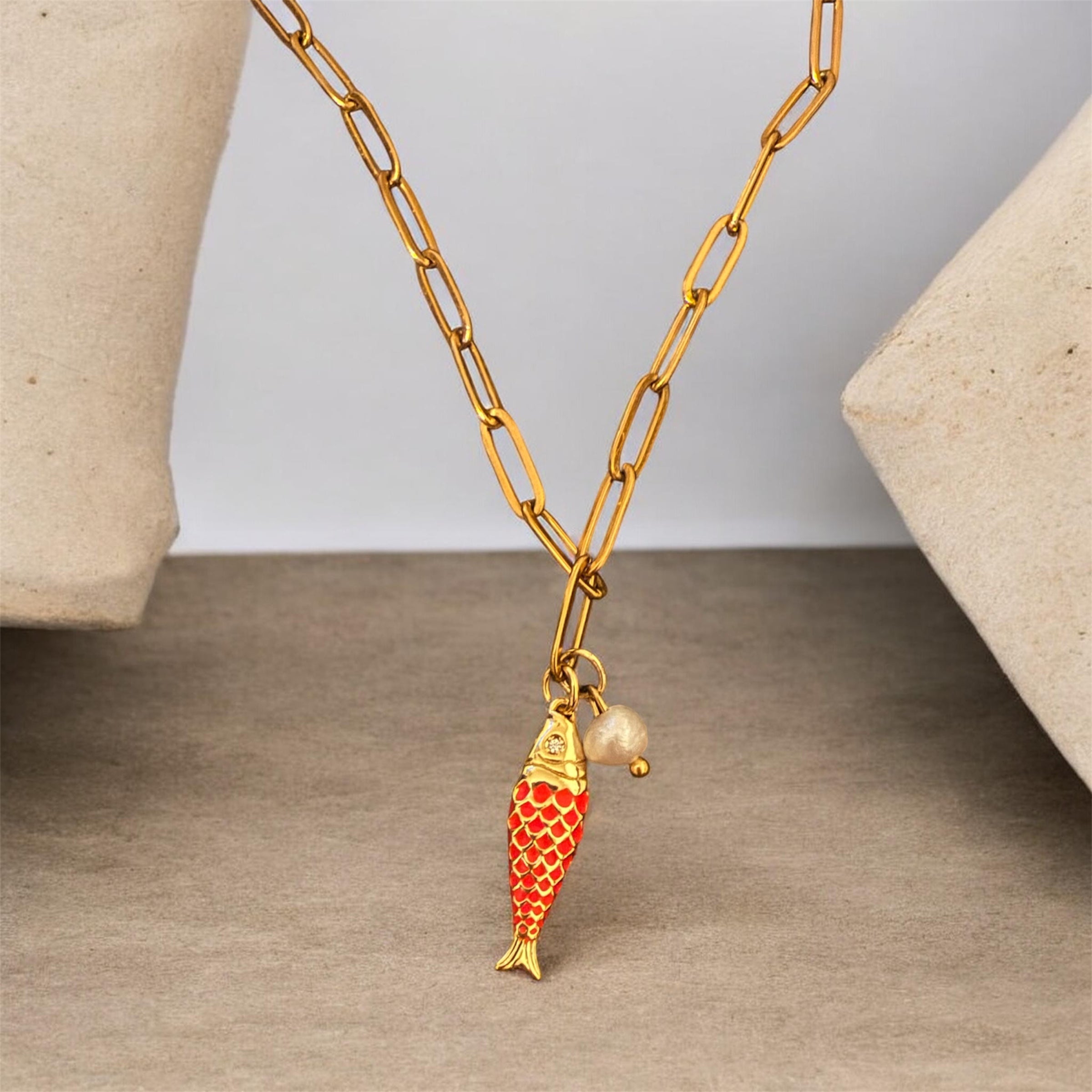 Catch of The Day Pink Fish Necklace