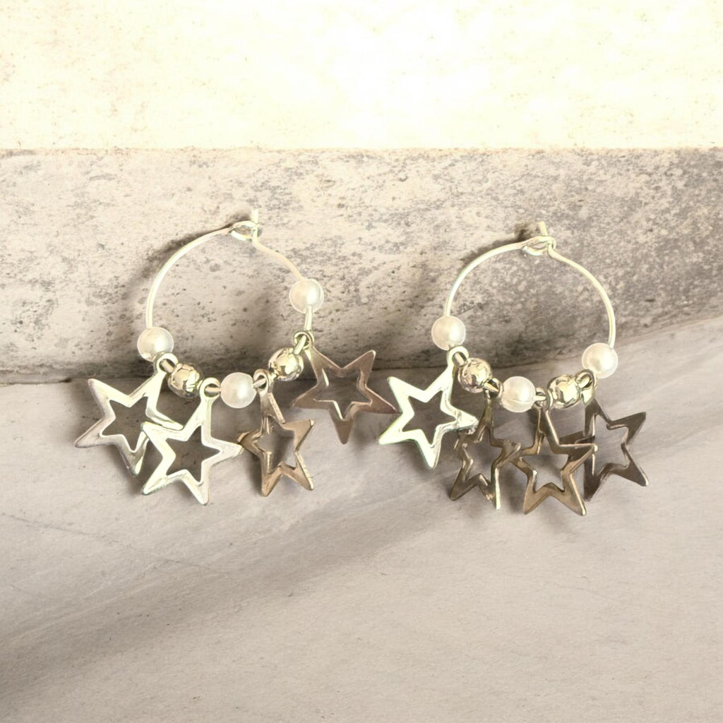 Cosmic Starburst Earrings in Silver