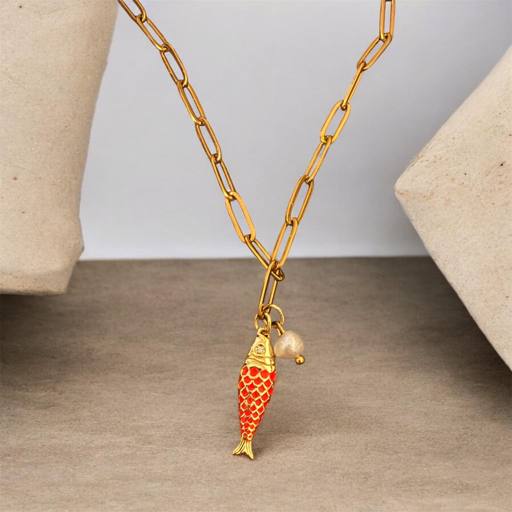 Catch of The Day Pink Fish Necklace