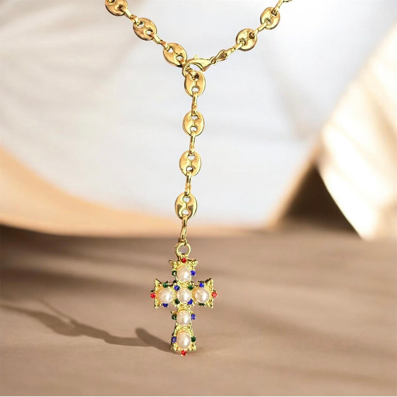 Margarita Lariat Cross Necklace
