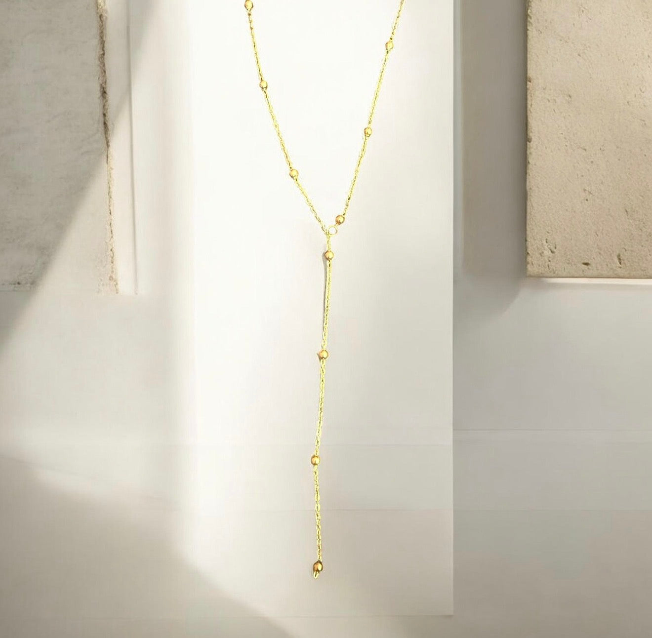 Gold Infinite Lariat Long Necklace