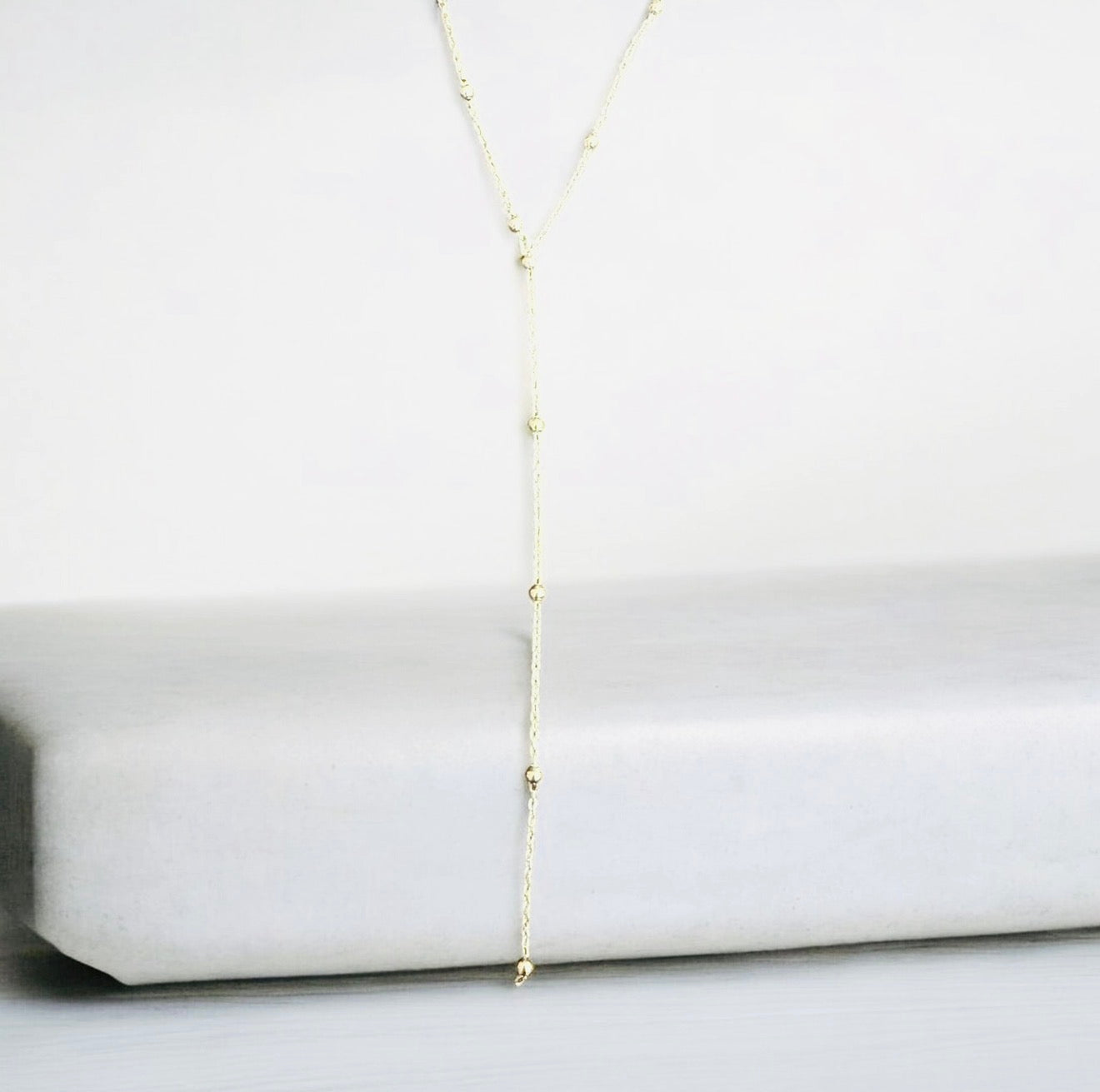 Silver Beaded Infinite Lariat Long Necklace