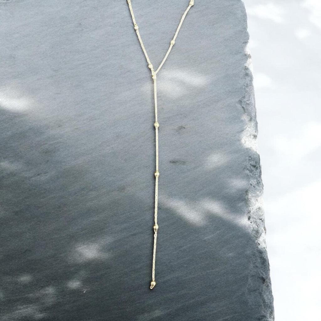Silver Beaded Infinite Lariat Long Necklace