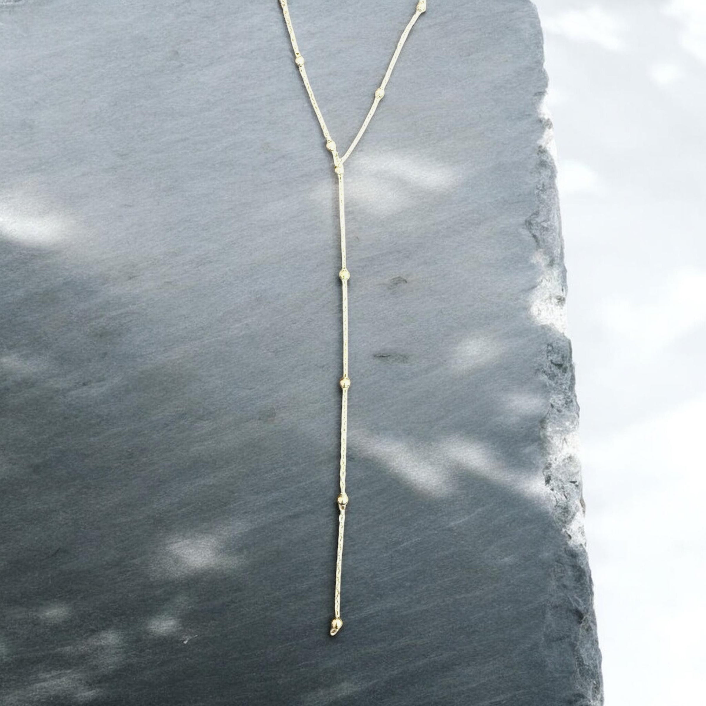 Silver Beaded Infinite Lariat Long Necklace