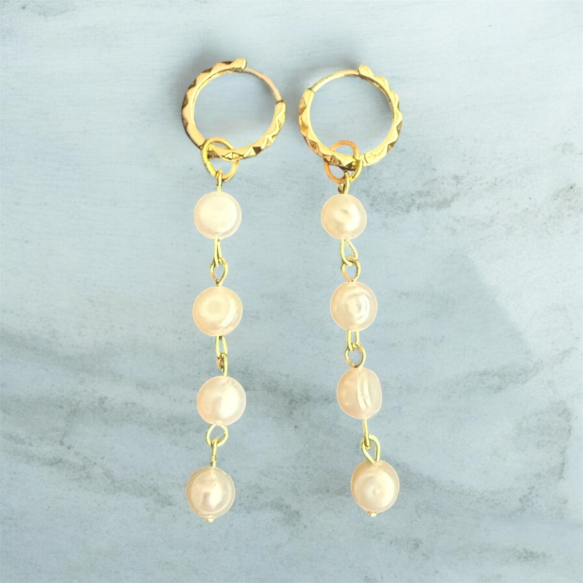 Delmar Pearl Earrings in Gold