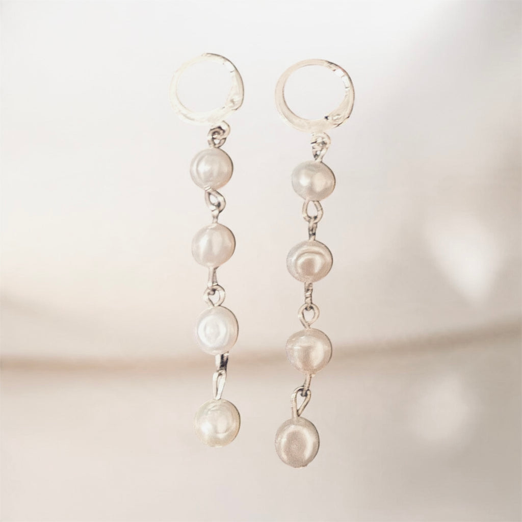 Delmar Pearl Earrings in Silver