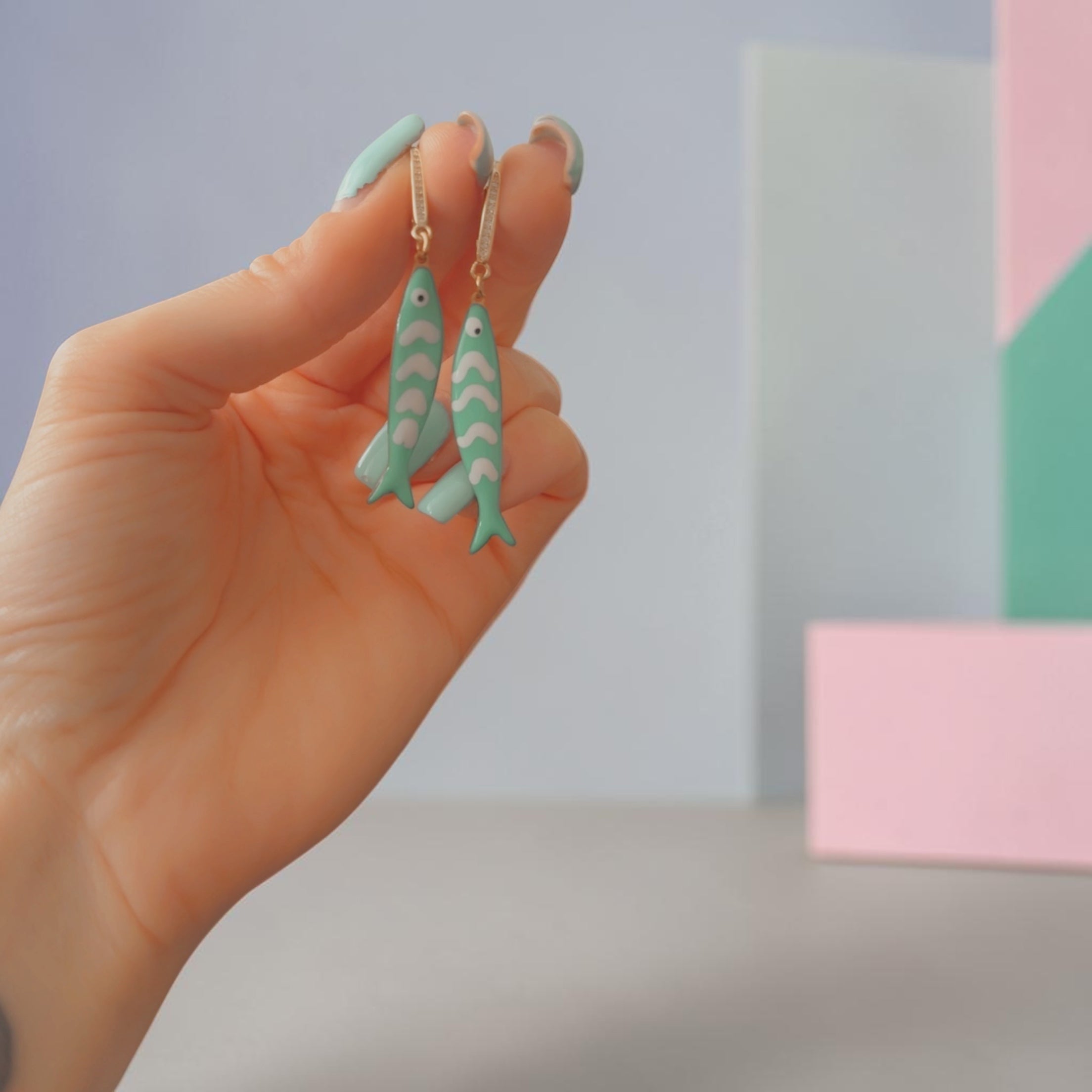 Turquoise Tide Fish Earrings