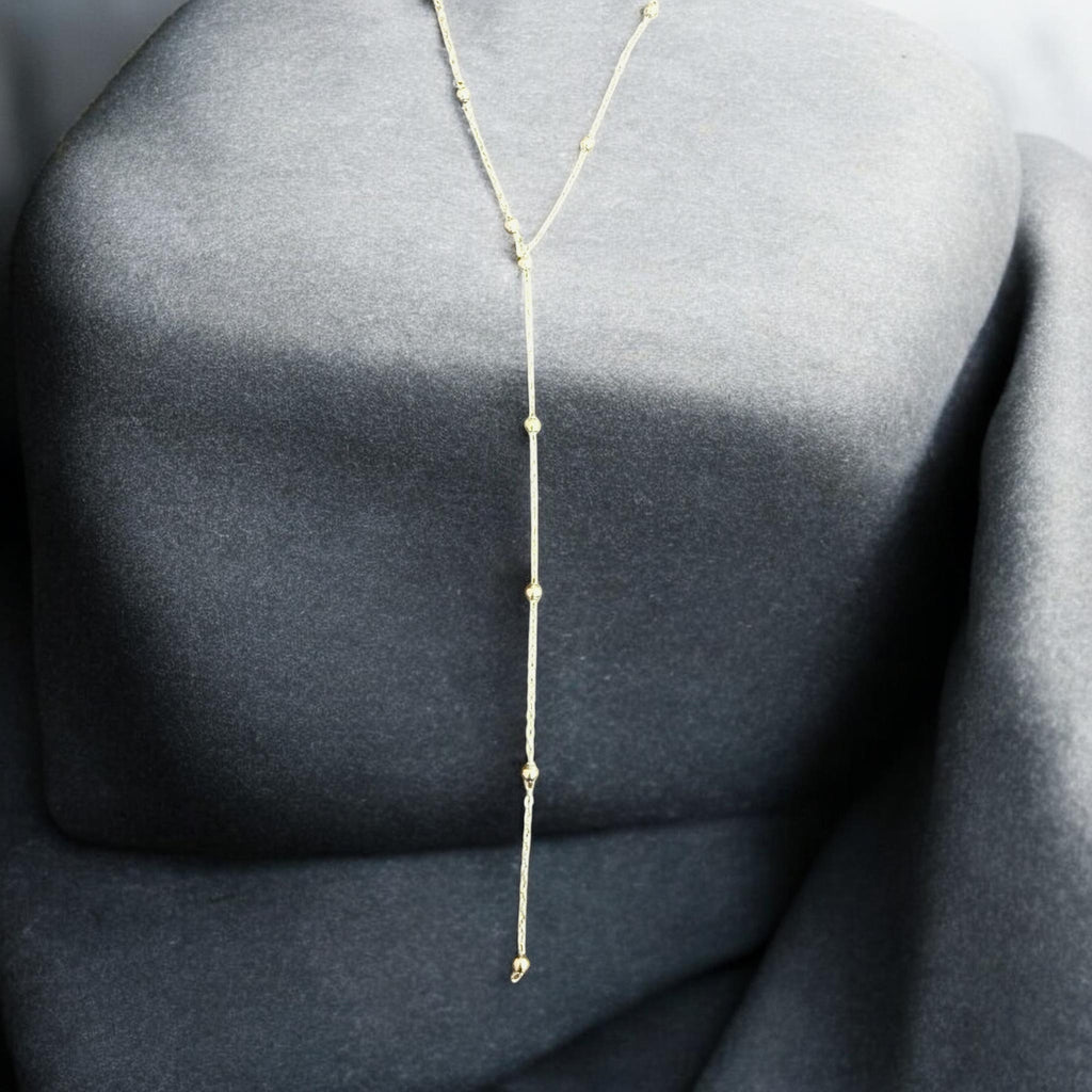 Silver Beaded Infinite Lariat Long Necklace