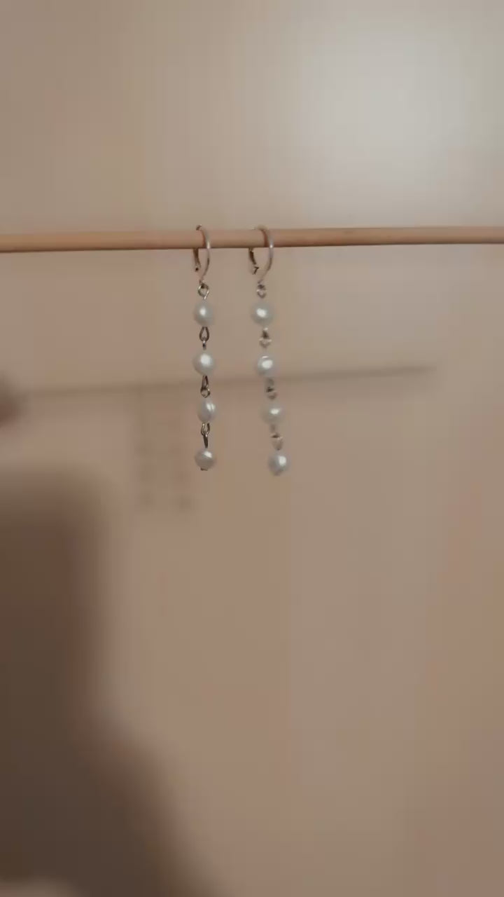 Delmar Pearl Earrings in Silver