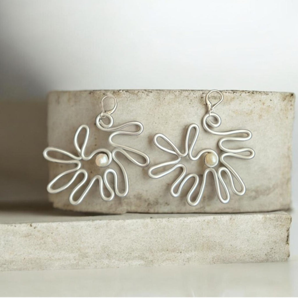 Silver Dahlia Earrings