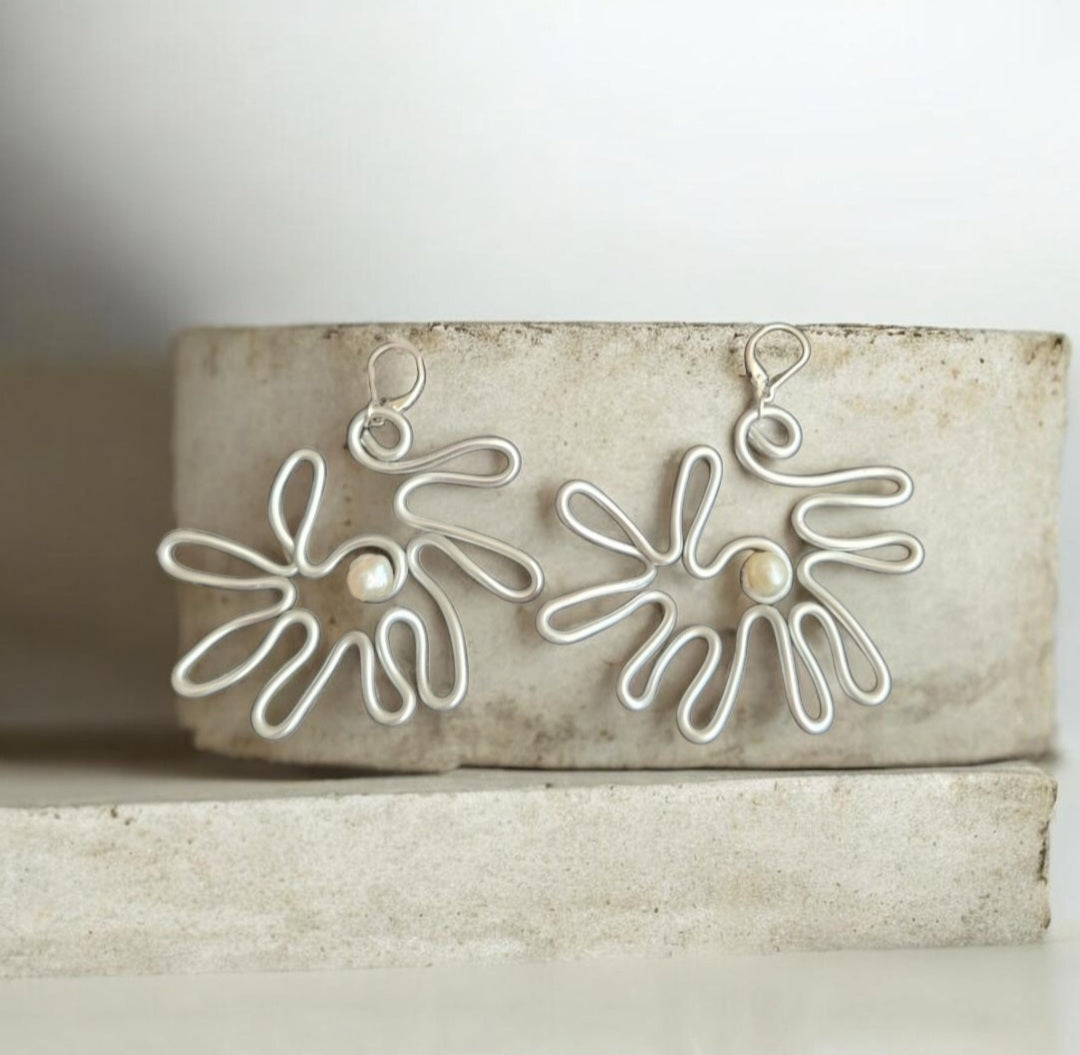 Silver Dahlia Earrings