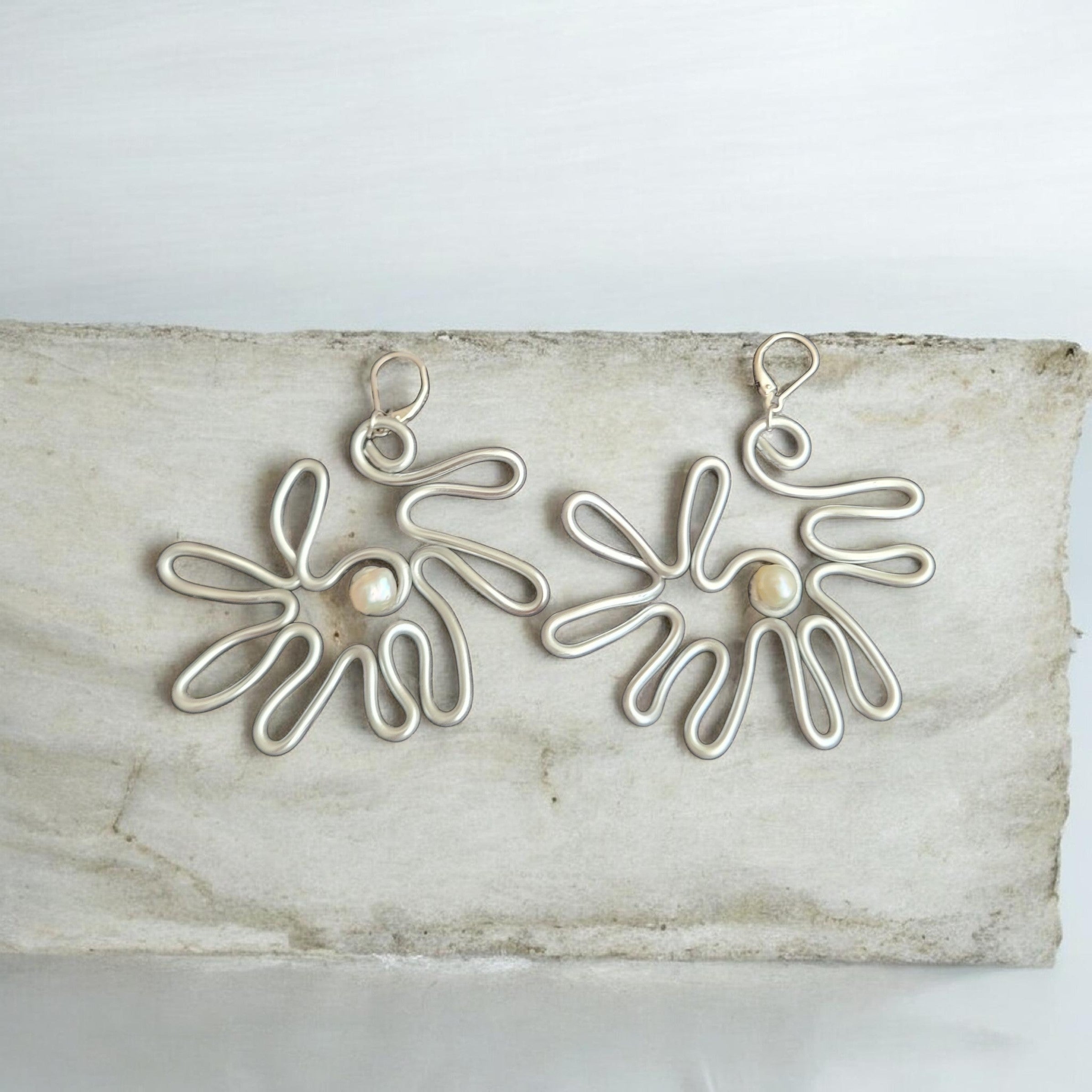 Silver Dahlia Earrings