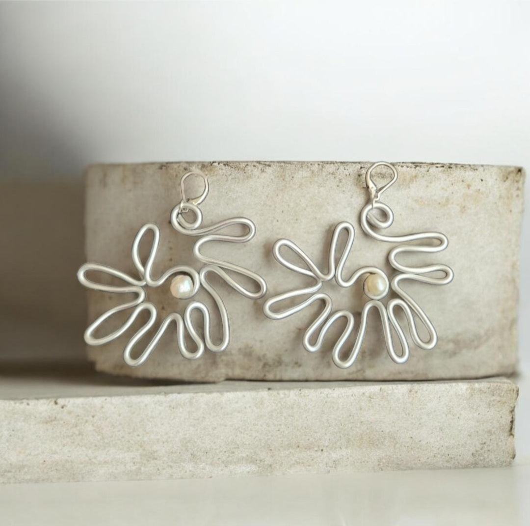 Silver Dahlia Earrings