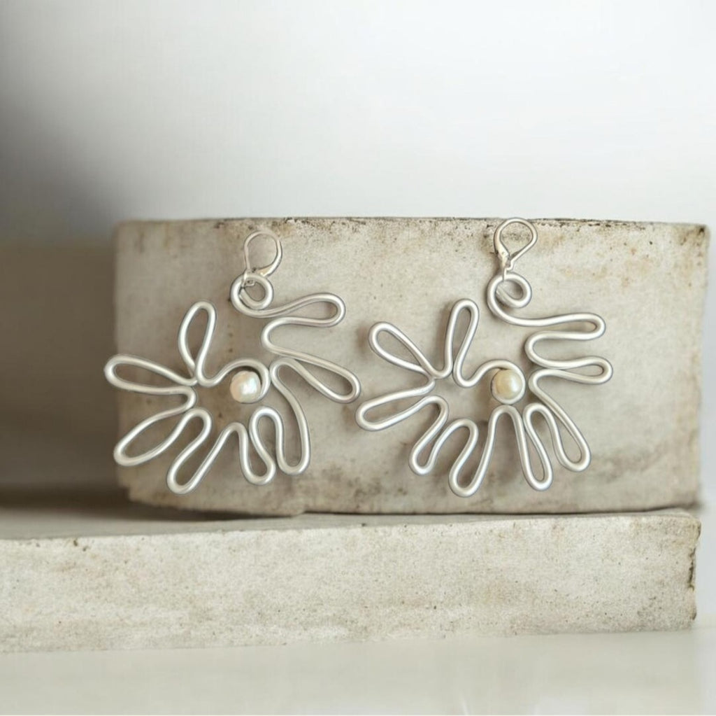 Silver Dahlia Earrings