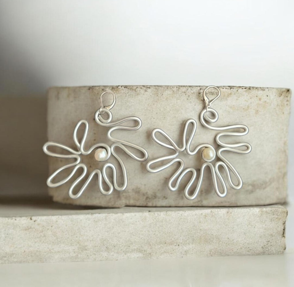 Silver Dahlia Earrings