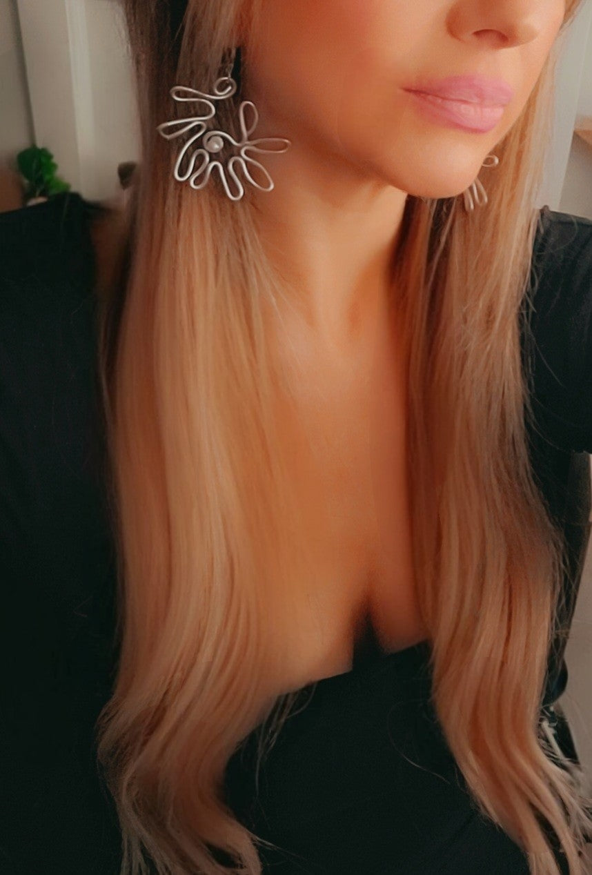 Silver Dahlia Earrings